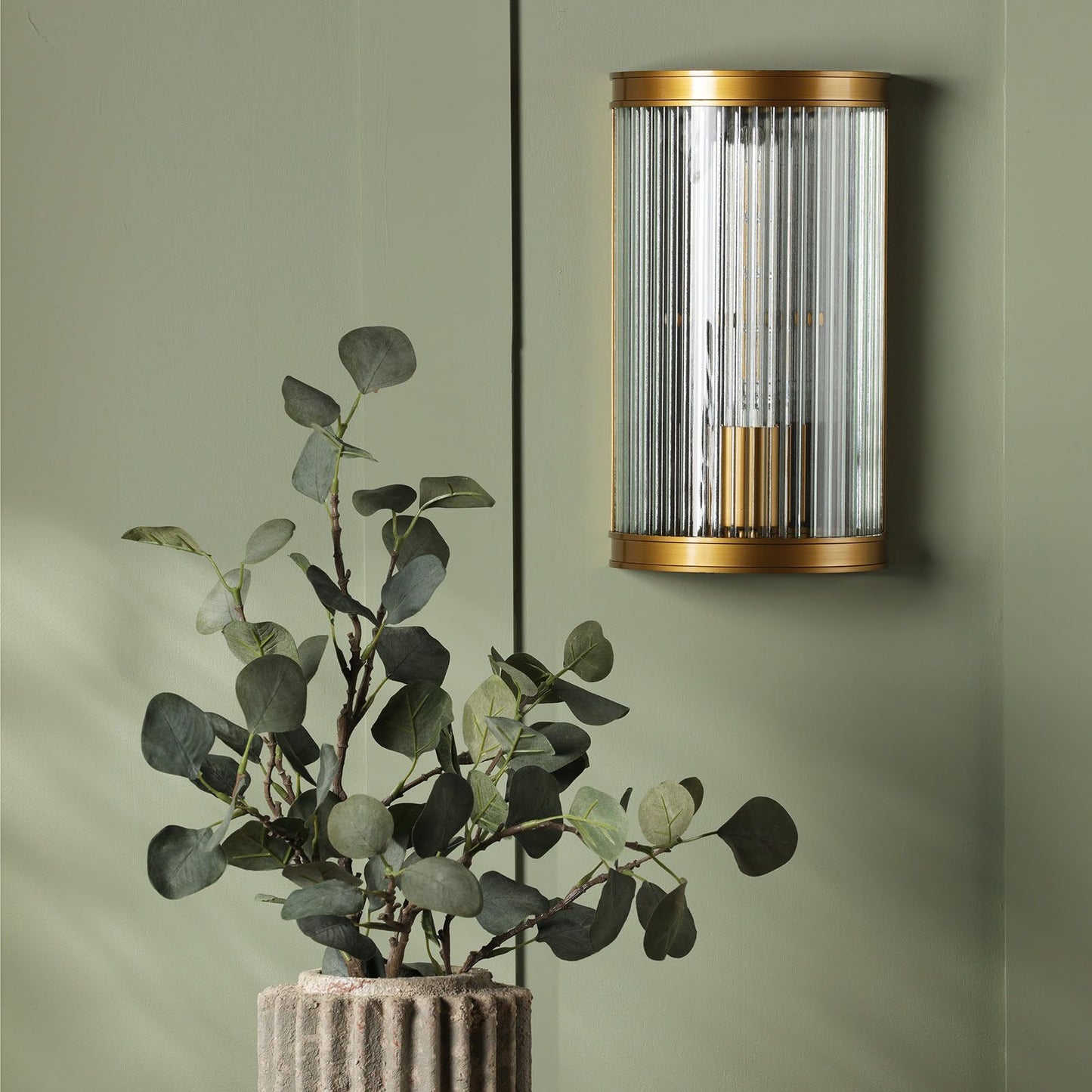 Bianka Wall Light Bronze and Ribbed Glass