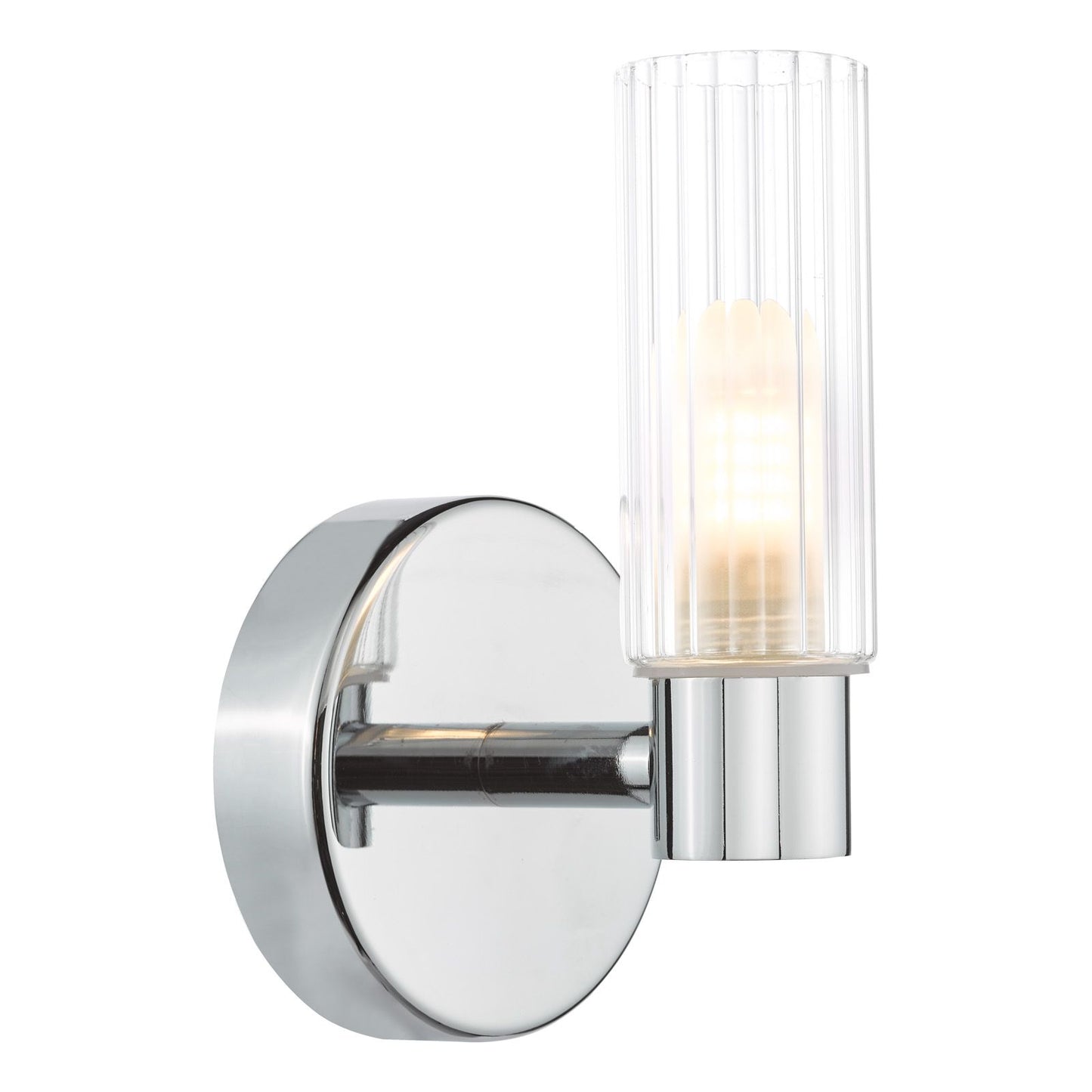 Bolton Bathroom Wall Light Polished Chrome and Ribbed Glass IP44