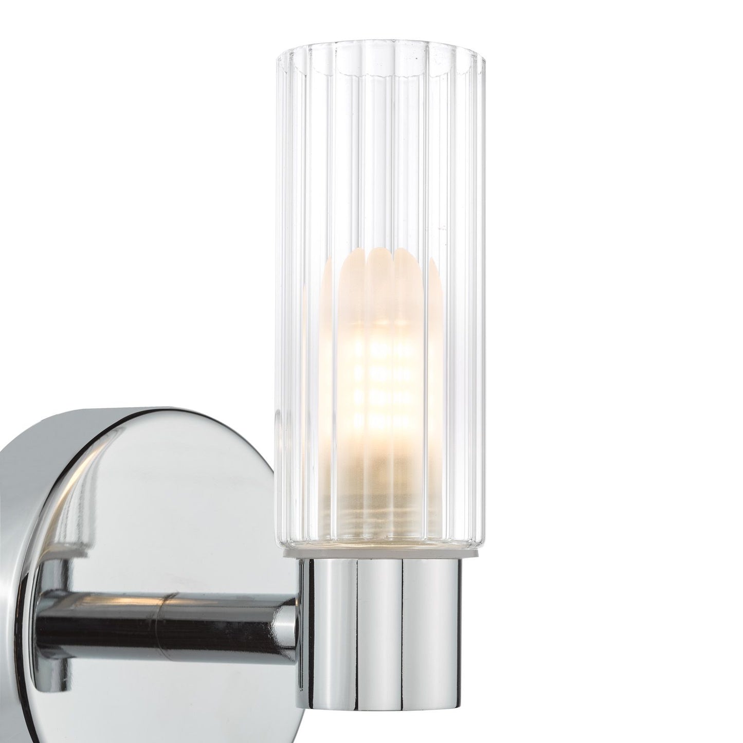 Bolton Bathroom Wall Light Polished Chrome and Ribbed Glass IP44