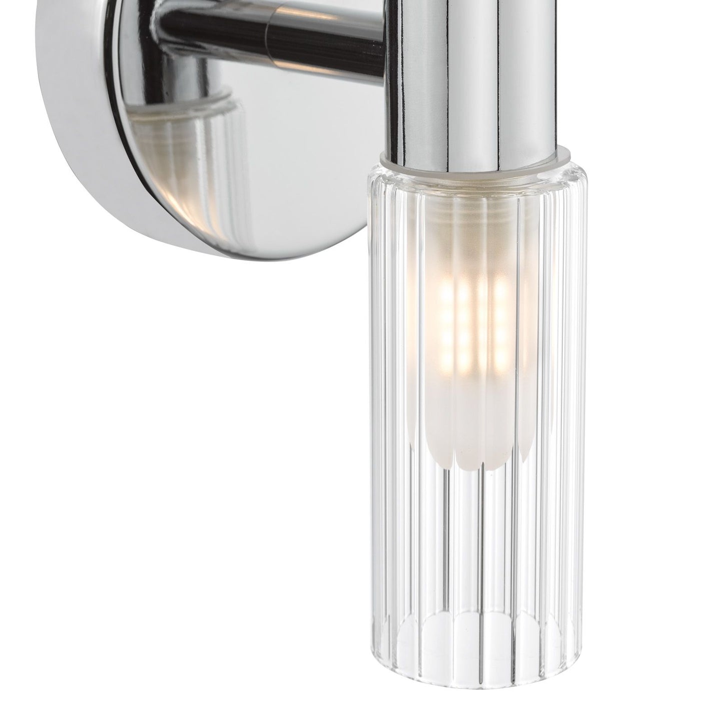 Bolton 2 Light Bathroom Wall Light Polished Chrome and Ribbed Glass IP44