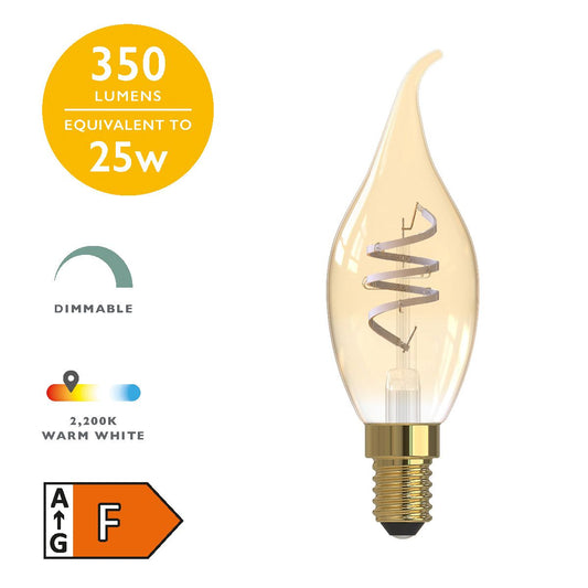 (Pack of 6) LED SES/E14 Candle Light Bulb (Lamp) 4w 350lm 2200k
