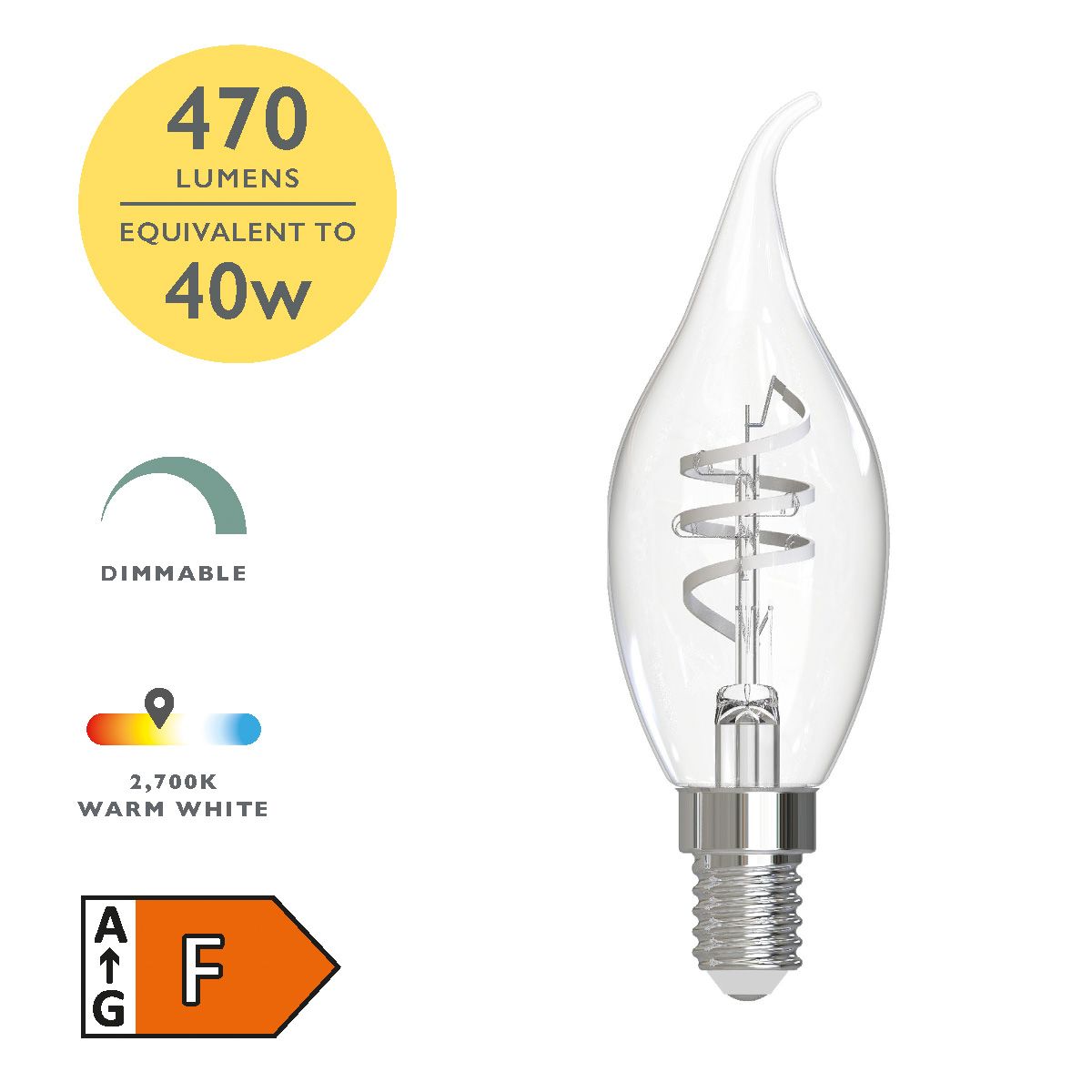 (Pack of 6) LED SES/E14 Candle Light Bulb (Lamp) 4.6w 470lm 2700k