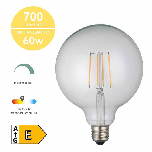 (Pack of 5) LED Large Globe Light Bulb (Lamp) ES/E27 6W 700LM