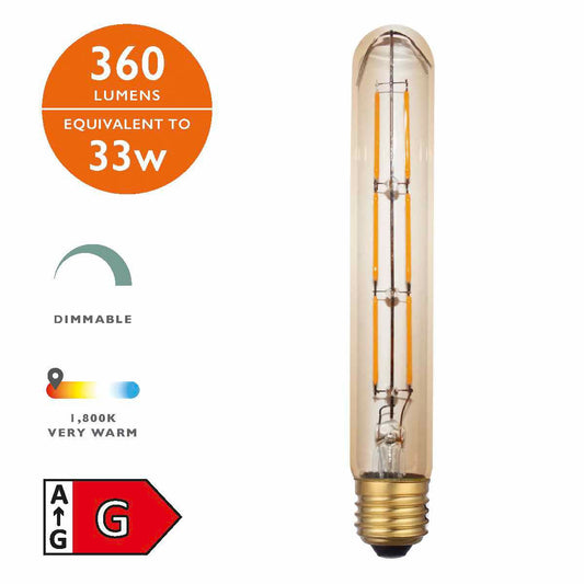 (Pack of 5) LED Tube Light Bulb (Lamp) ES/E27 6W 360LM