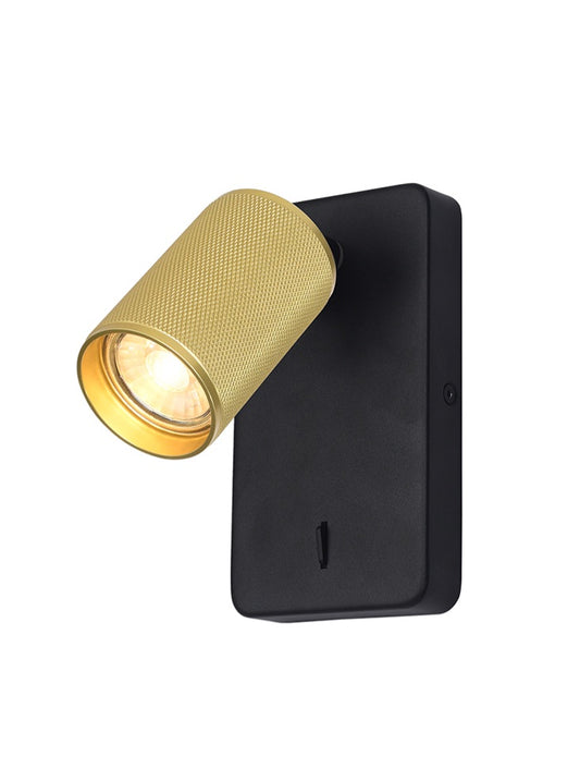 Broadway 1lt Spotlight Matt Black with brass sleeve
