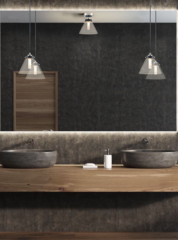 Conica Pendant matt black and polished nickel