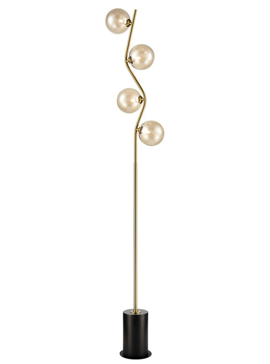 Cosmic Floor Lamp antique gold with amber glass