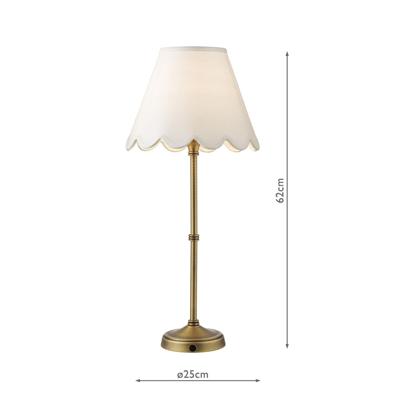 Dahl Rechargeable Table Lamp Matt Antique Brass With Shade LED