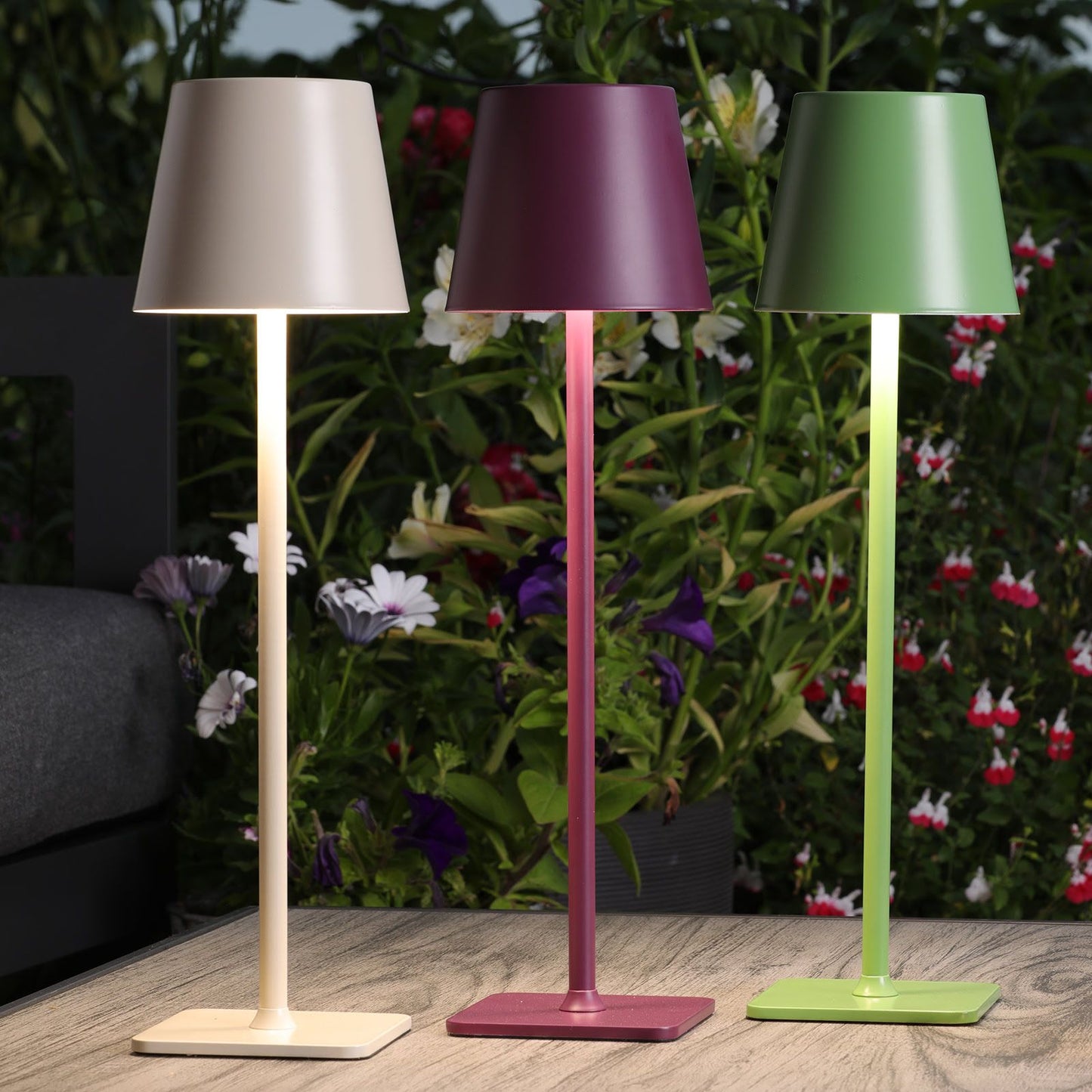 Derrick Rechargeable Outdoor Table Lamp Satin Green LED IP54