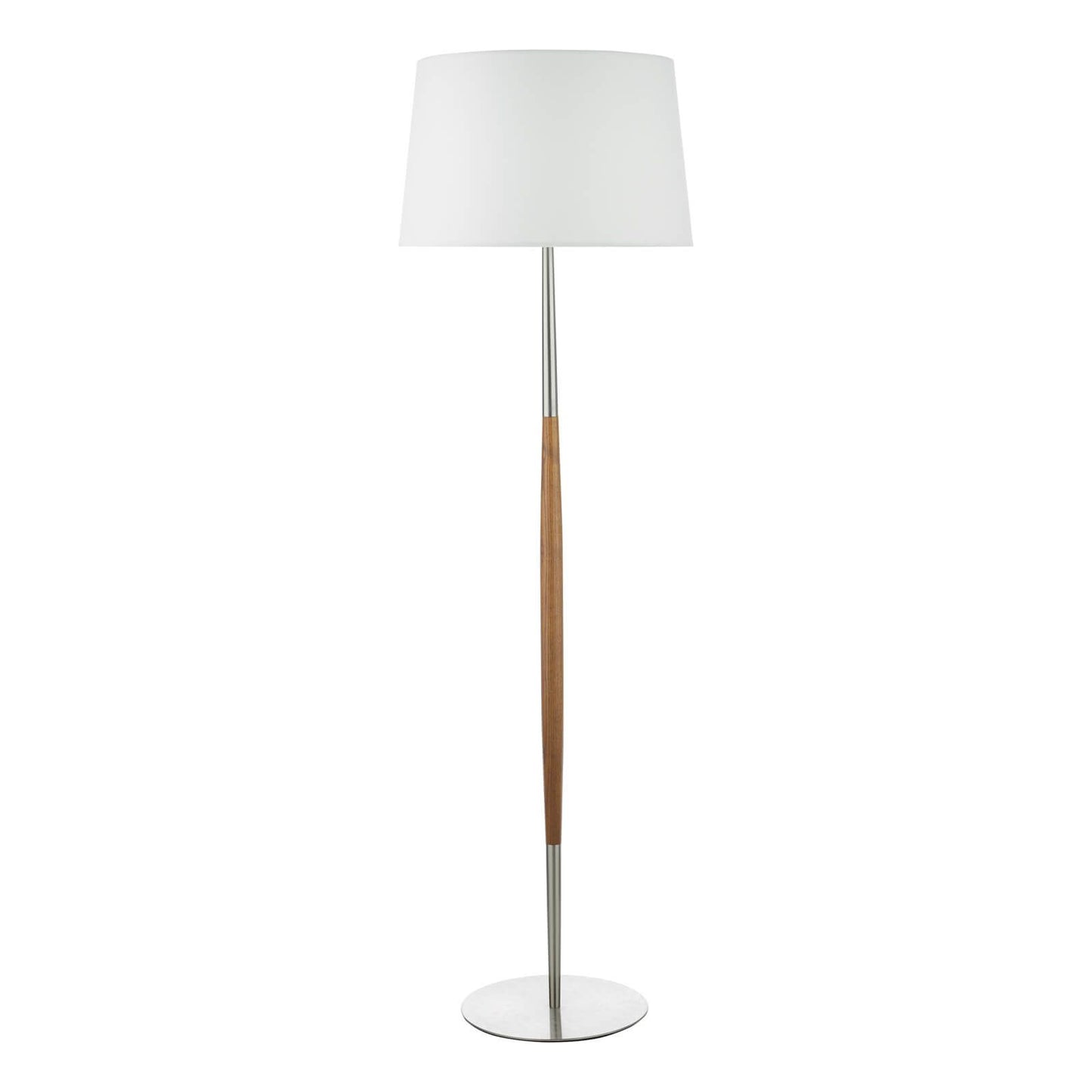 Detroit Floor Lamp Satin Nickel Walnut Detail With Shade