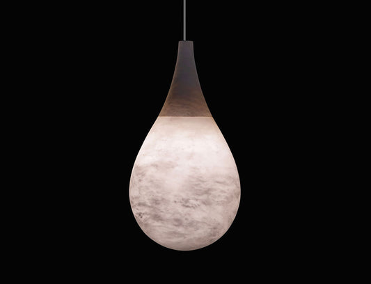 Alabaster Tear drop Pendant Antique Brass