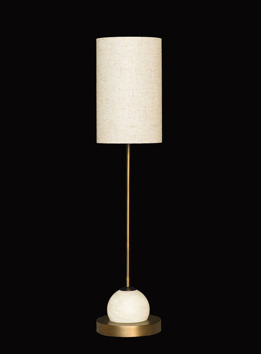 Alabaster Tall Globe with Rod Table lamp Antique Brass