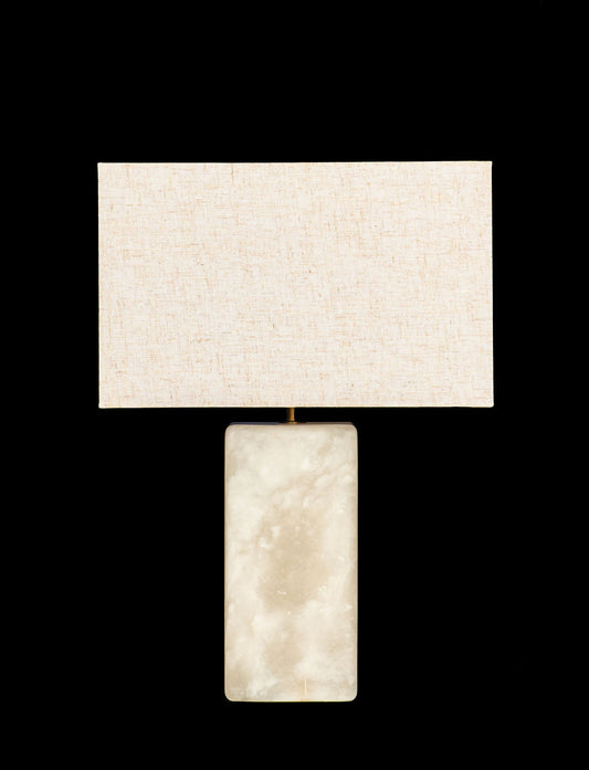 Alabaster Rectangle Table Lamp Antique Brass