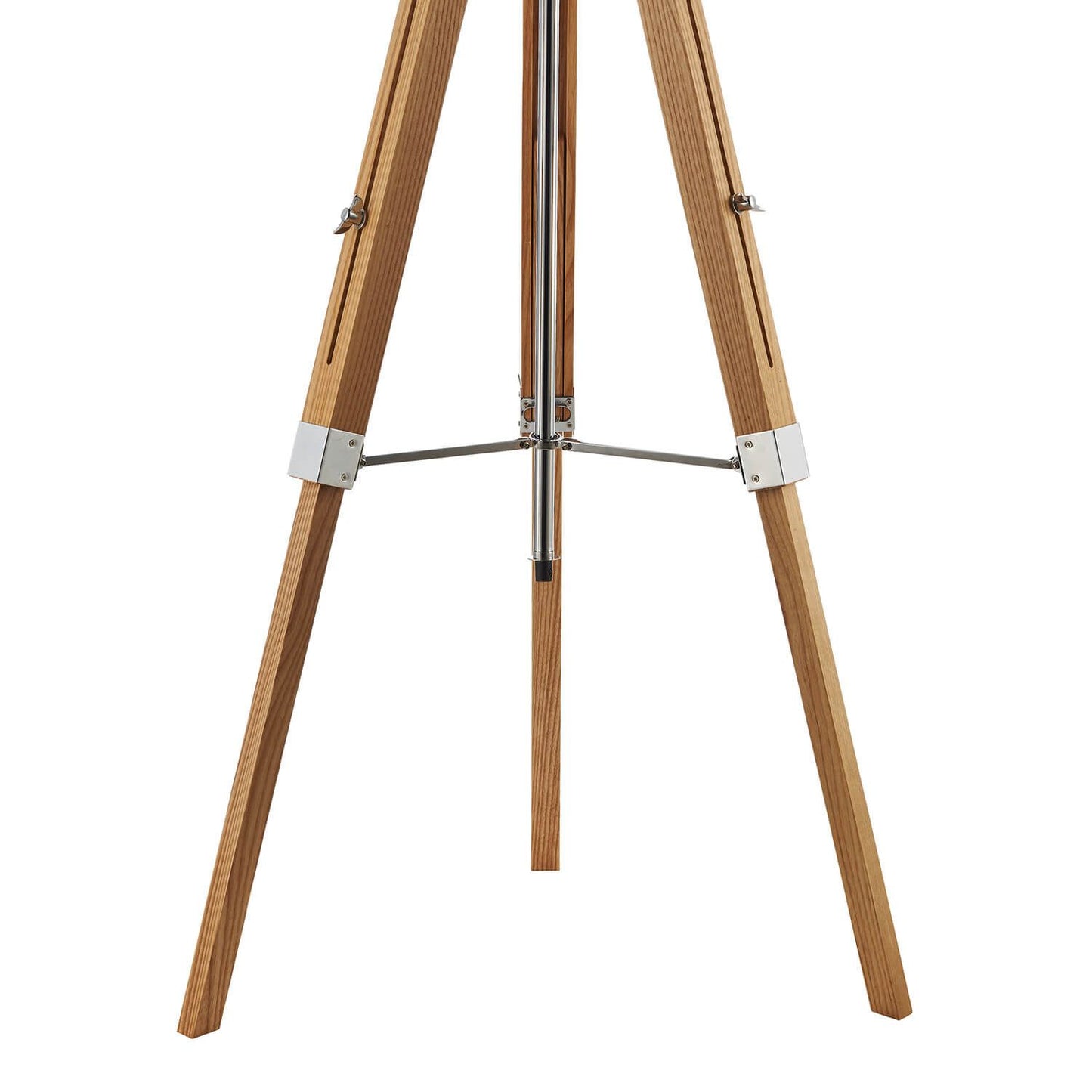 Easel Tripod Floor Lamp Light Wood Polished Chrome With Shade