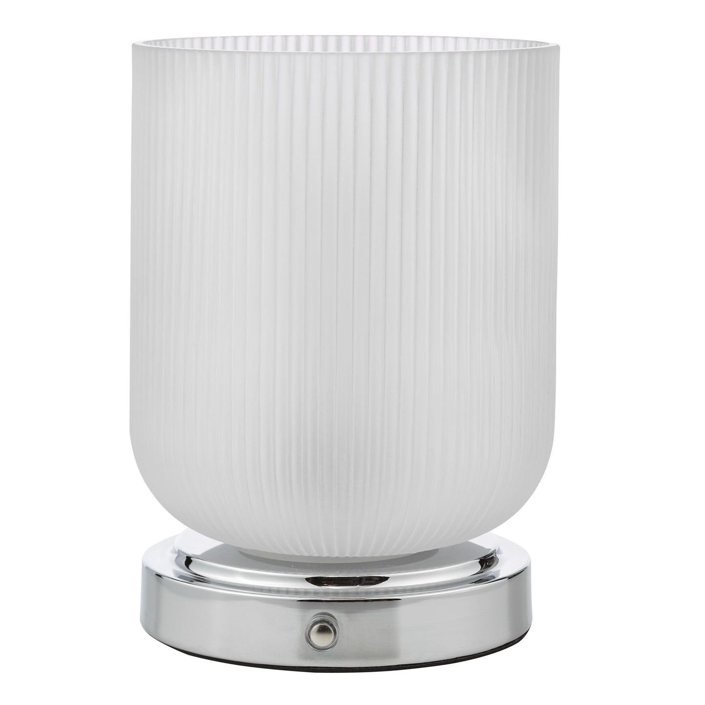 Echo Rechargeable Table Lamp Polished Chrome and Ribbed Glass LED