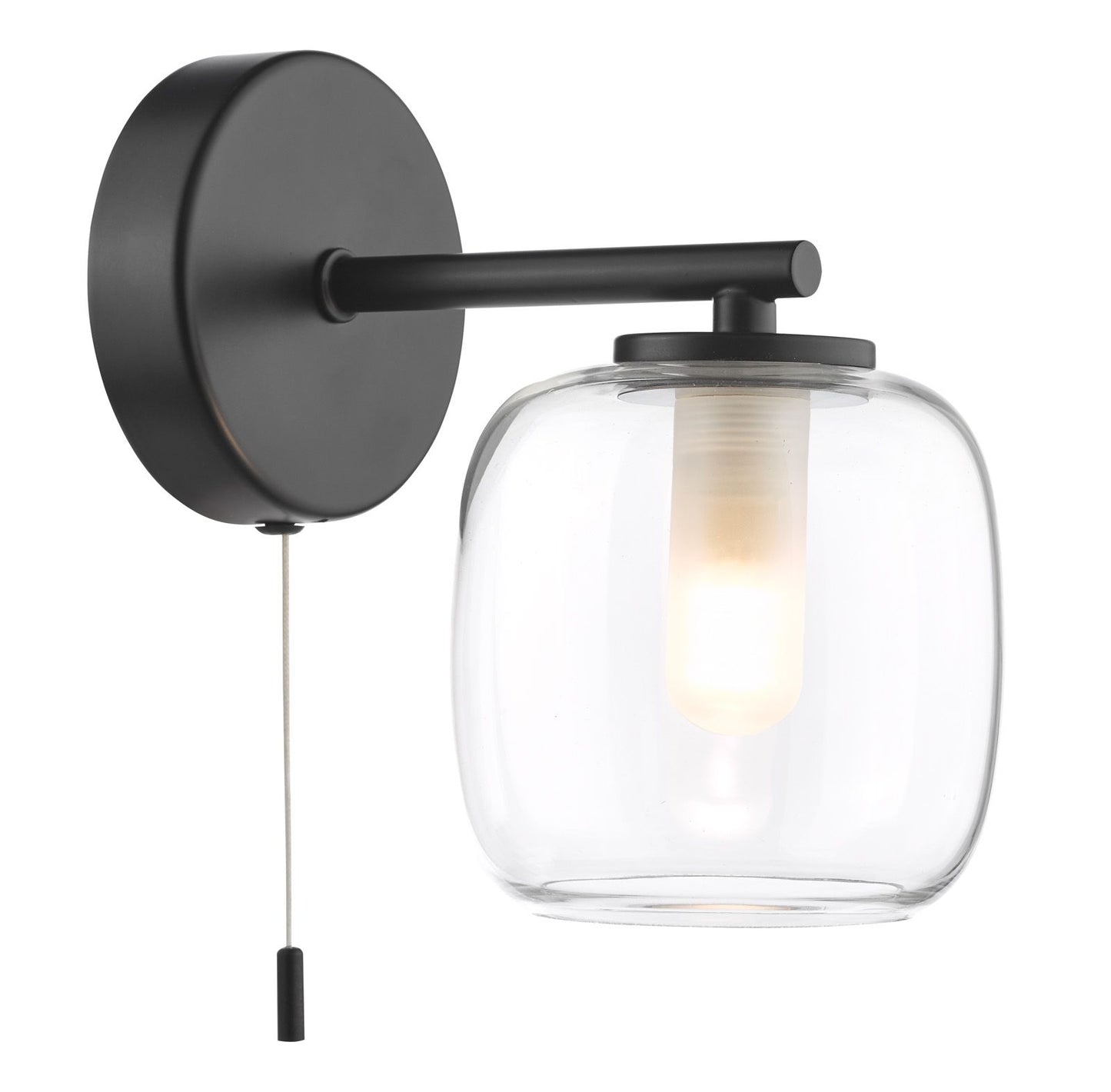 Edaline Wall Light Matt Black and Glass IP44