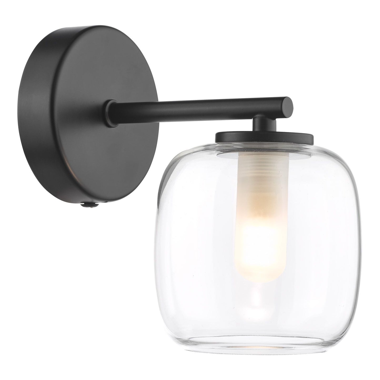 Edaline Wall Light Matt Black and Glass IP44