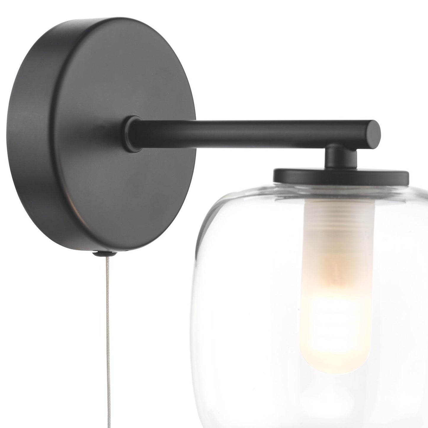 Edaline Wall Light Matt Black and Glass IP44