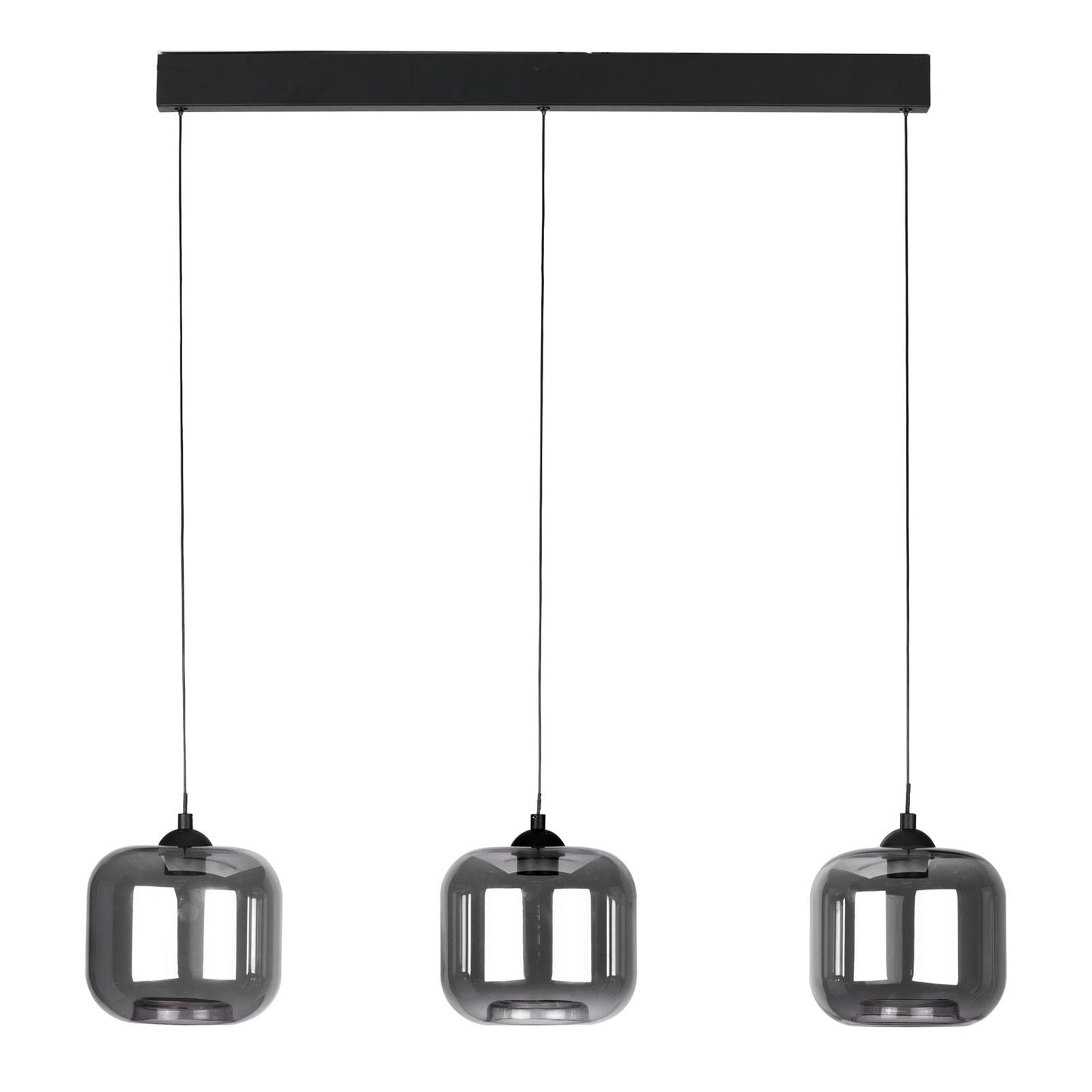 Eileen 3 Light Bar Pendant Matt Black and Smoked Glass LED