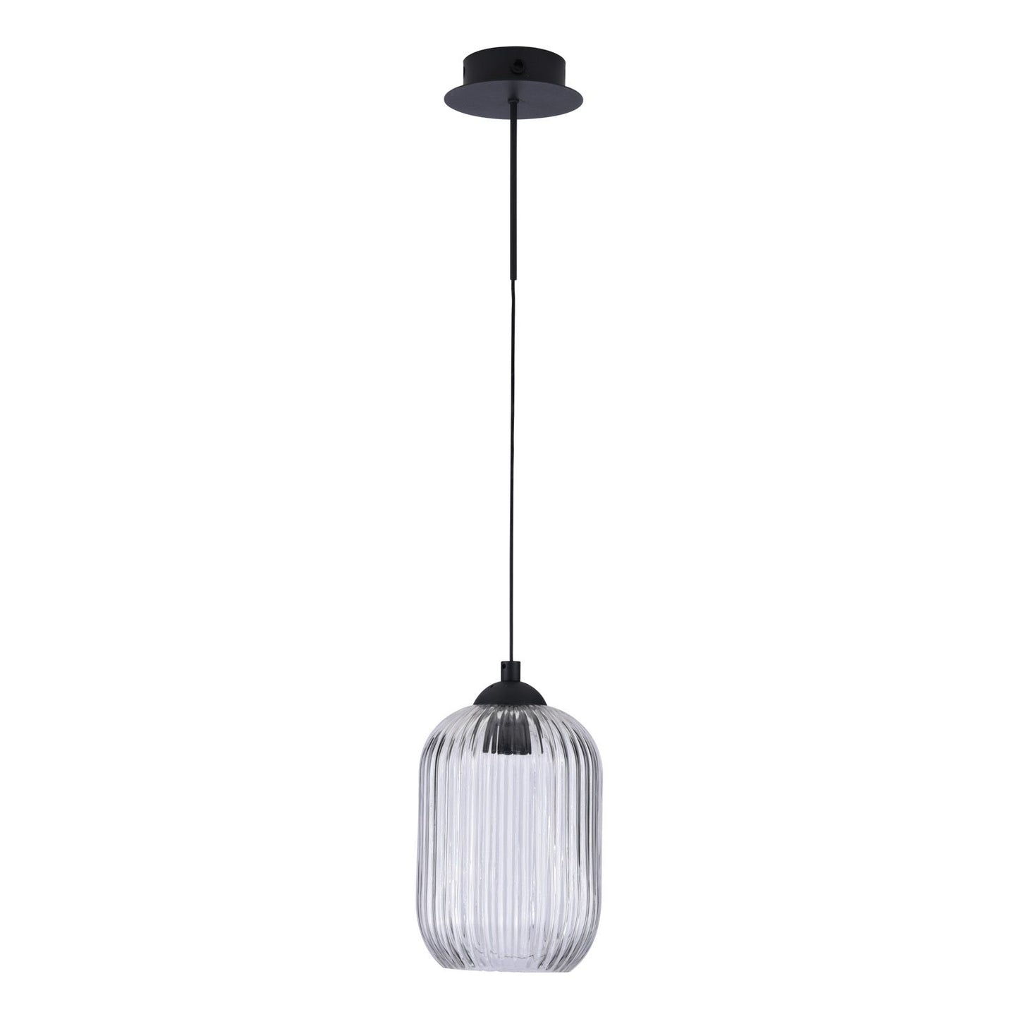 Eileen Pendant/Wall Light Matt Black and Ribbed Glass LED