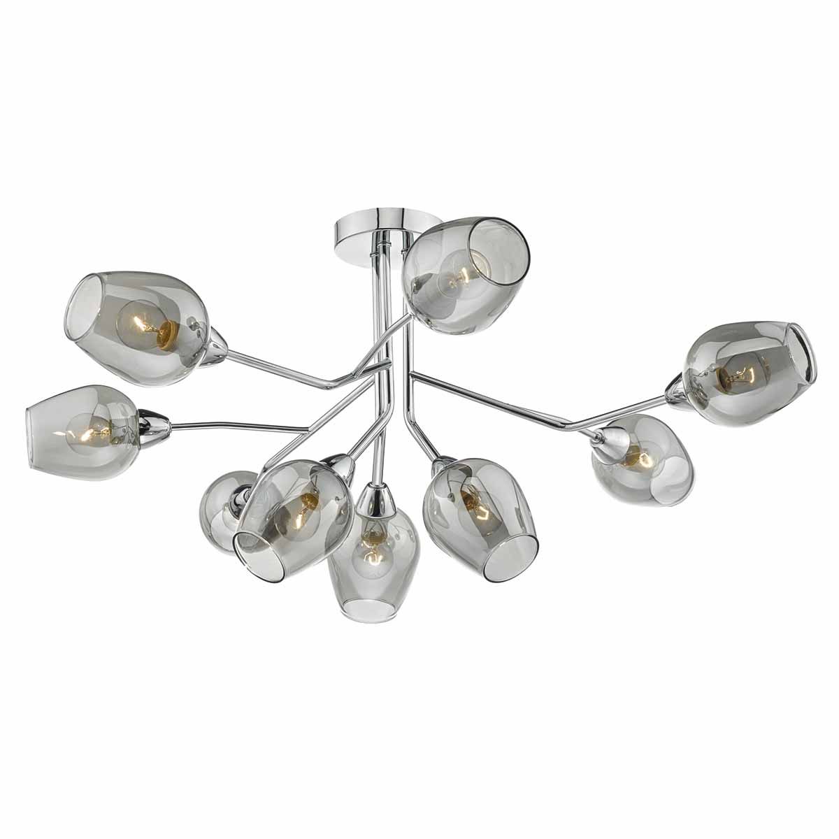 Eloise 9 Light Semi Flush Polished Chrome & Glass