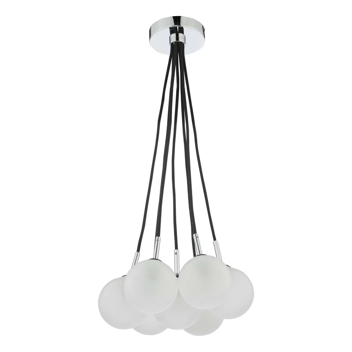 Elpis 7 Light Cluster Pendant Polished Chrome Opal Glass