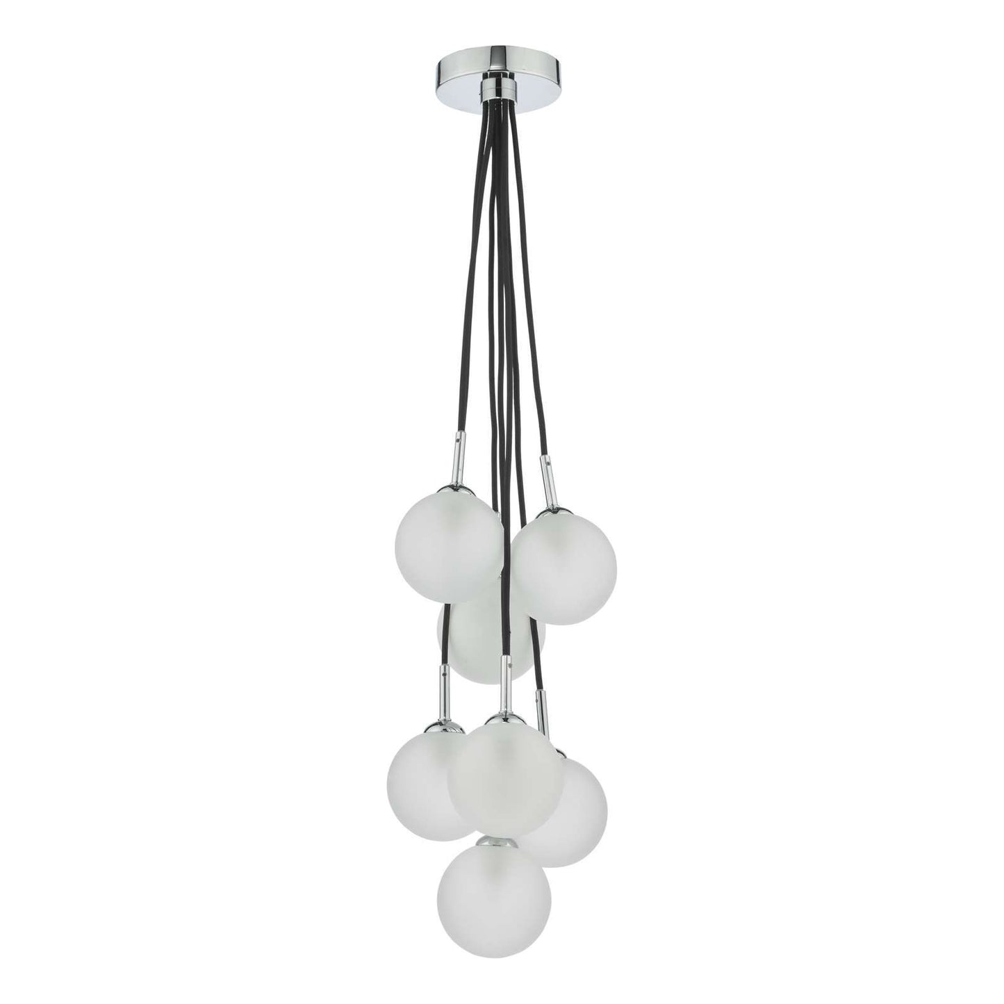 Elpis 7 Light Cluster Pendant Polished Chrome Opal Glass