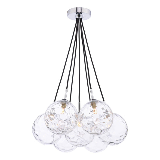 Elpis 7 Light Cluster Pendant Polished Chrome Moulded Glass