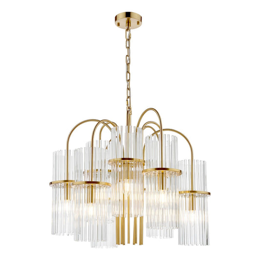 Eniola 9 Light Pendant Natural Brass and Glass