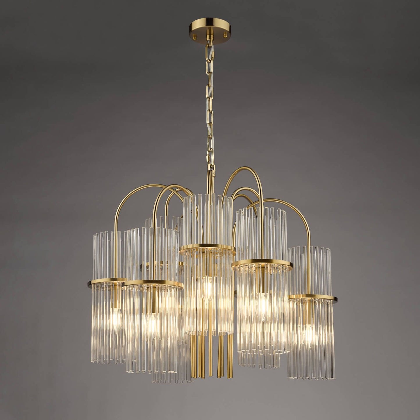 Eniola 9 Light Pendant Natural Brass and Glass