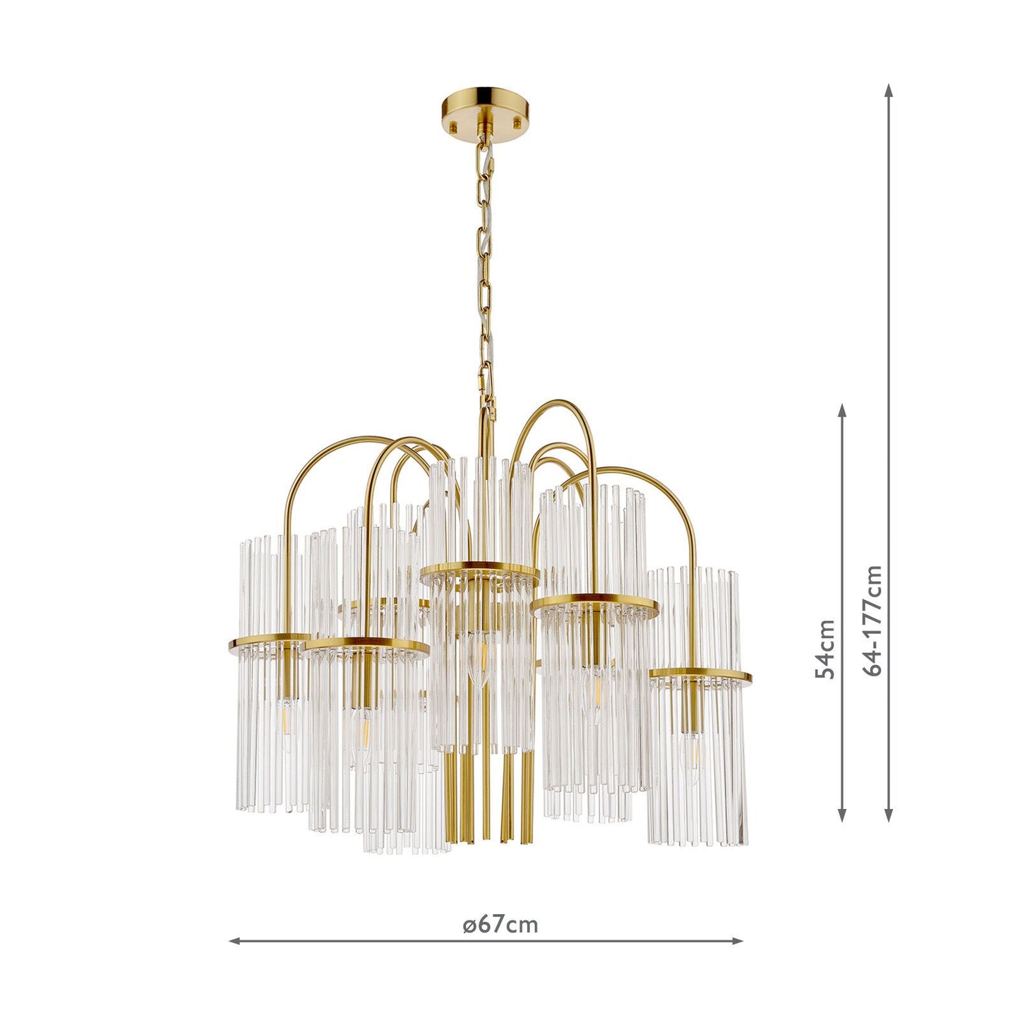 Eniola 9 Light Pendant Natural Brass and Glass