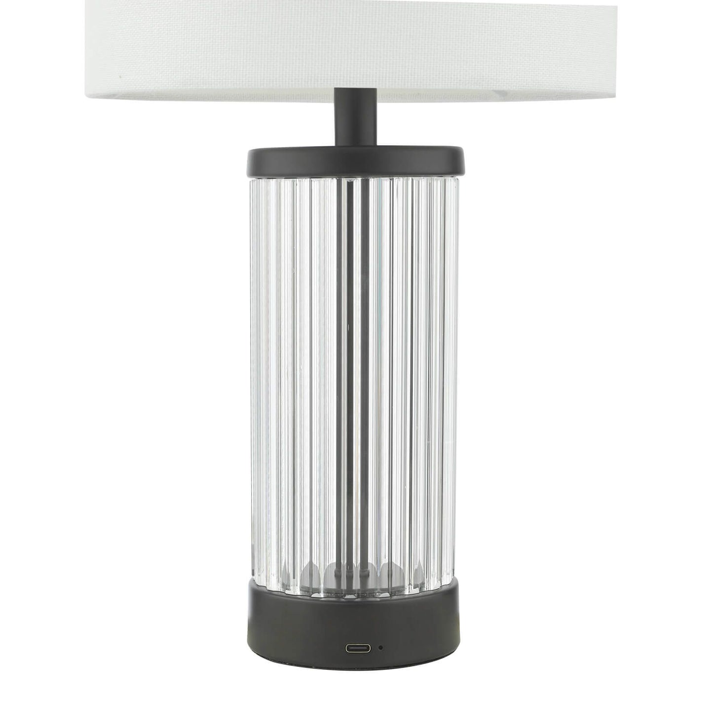 Enrico Rechargeable Table Lamp Satin Black and Glass With Shade LED