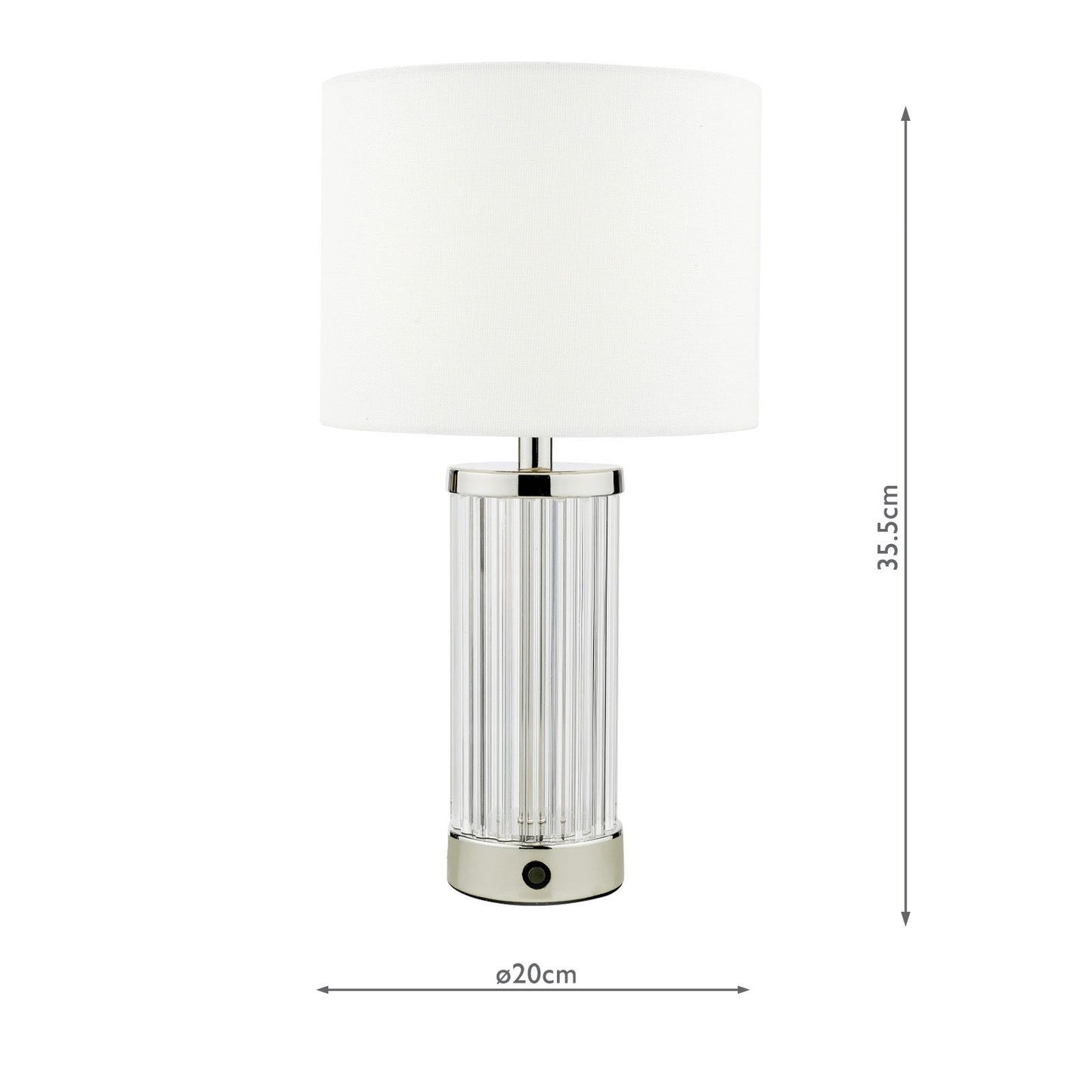 Enrico Rechargeable Table Lamp Polished Nickel and Glass With Shade LED