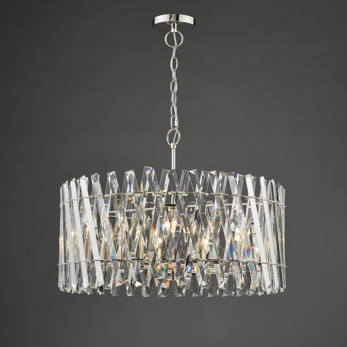 Entwine 8 Light Pendant Polished Nickel and Crystal