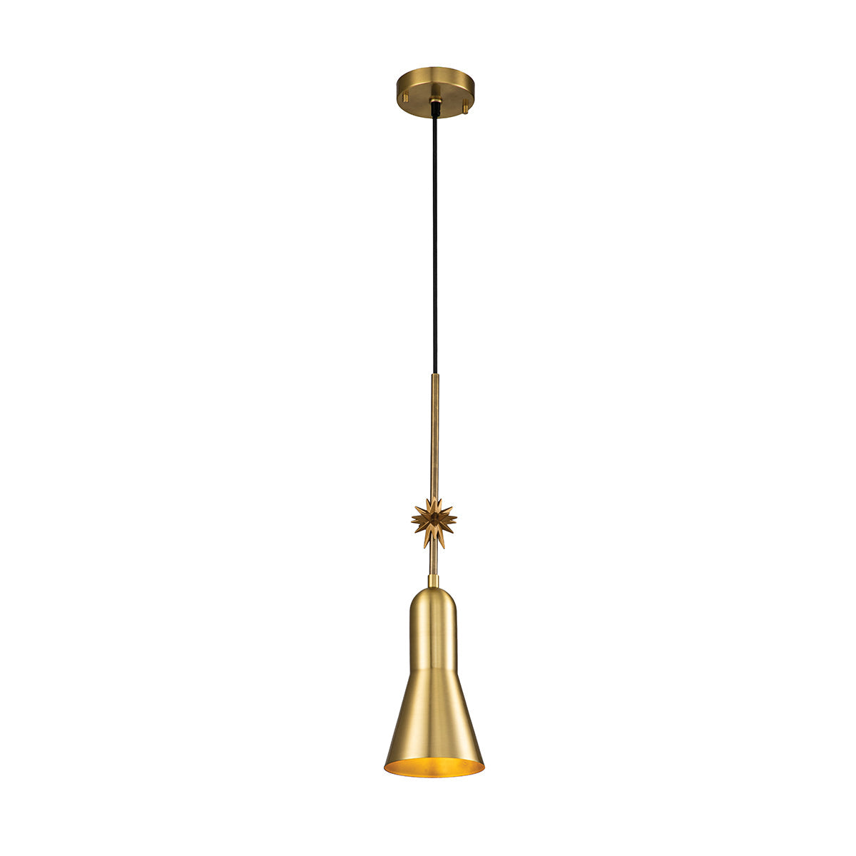 Etoile 1 Light Pendant – Aged Brass and Gold Leaf (Stock ETA)