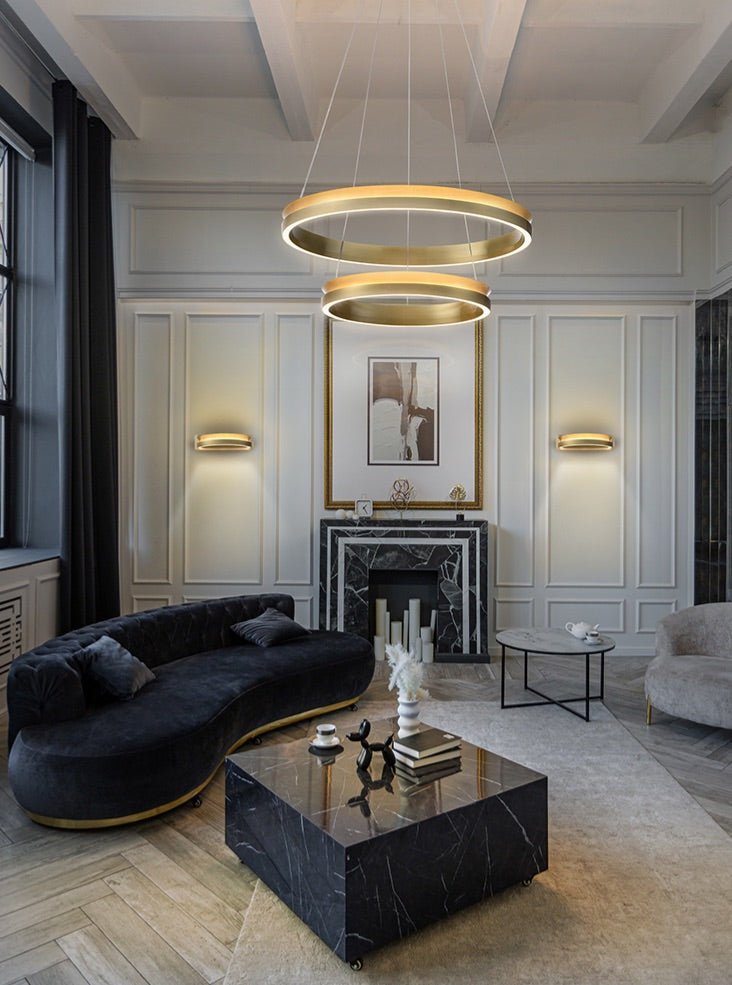 Eternity Double Tiered Satin Brass LED Pendant