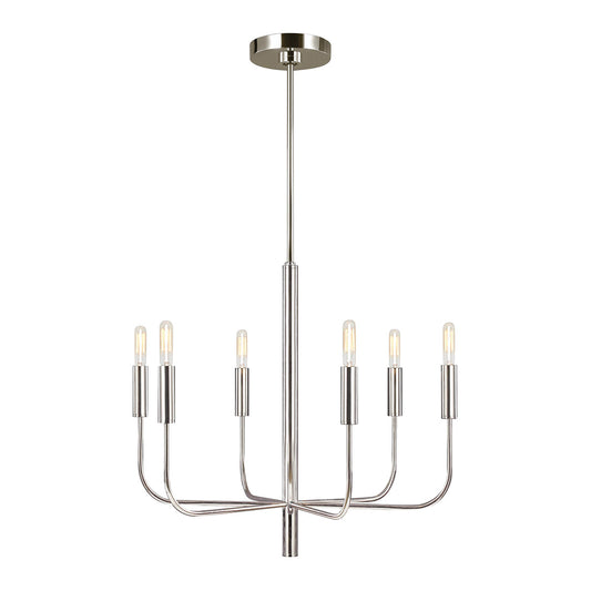 Brianna 6 Chandelier – Polished Nickel (Stock ETA)