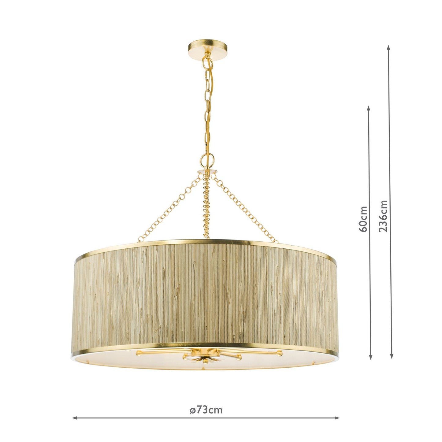 Fenella 8 Light Pendant Gold Leaf and Seagrass Shade