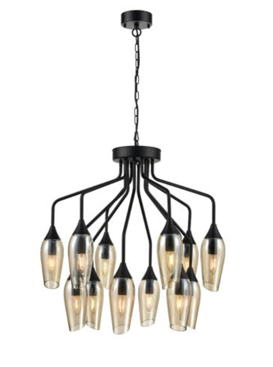 Taper 12 light with Amber Glass