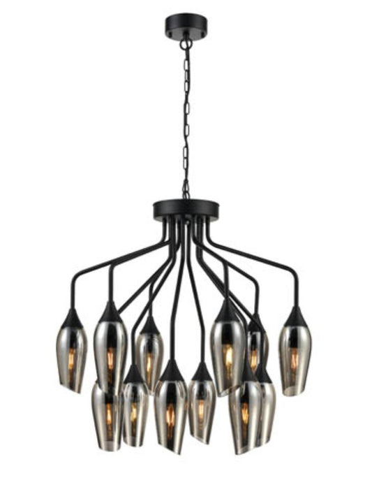 Taper 12 light with Smoked Glass