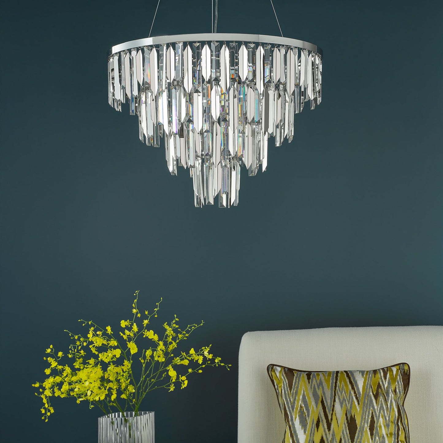 Fuentes 5 Light Pendant Polished Chrome and Crystal