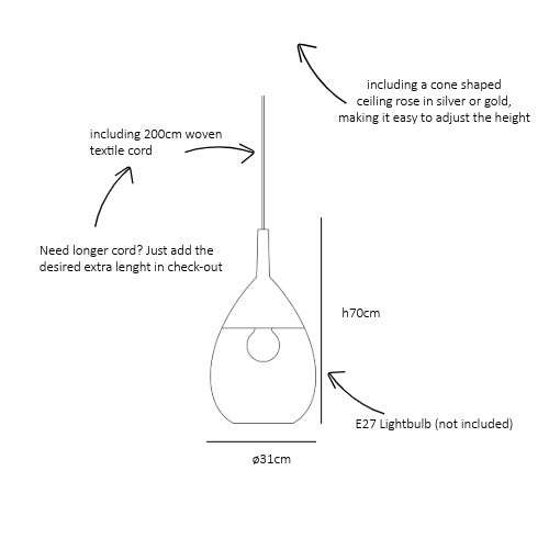 Lute Pendant lamp XL Smokey grey Gold