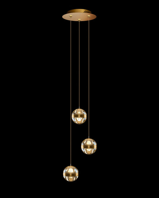 Frizzante 3Lt Round Pendant Satin Gold Champagne Glass Light