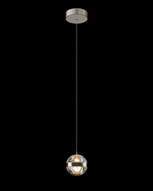 Frizzante Single Pendant Satin Nickel Clear Glass Non Dim Light