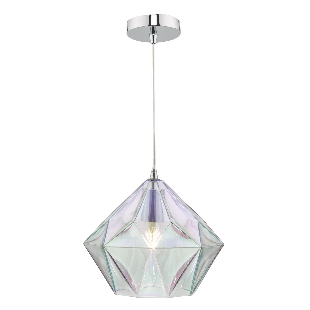 Gaia Iridised Glass & Polished Chrome Pendant