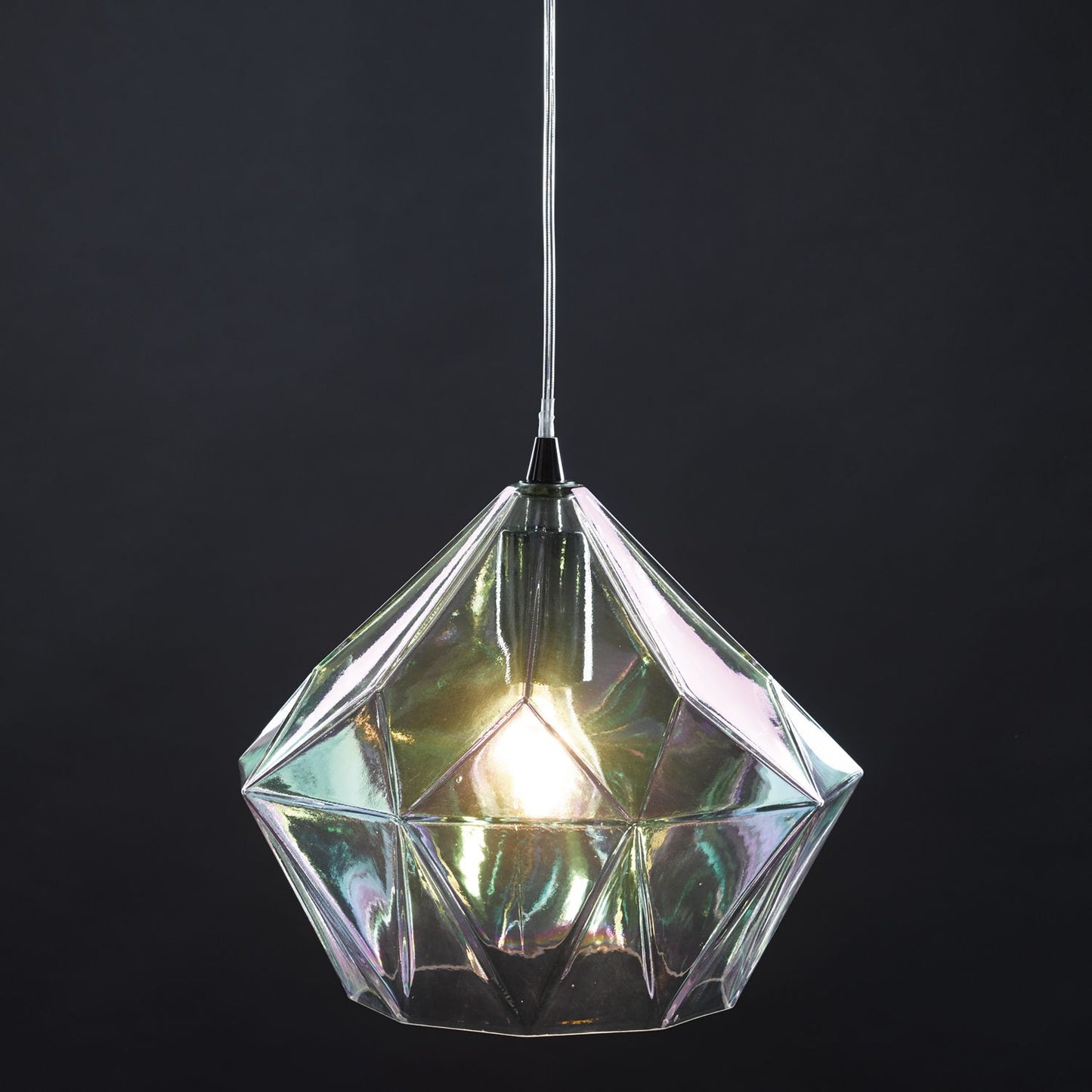 Gaia Iridised Glass & Polished Chrome Pendant