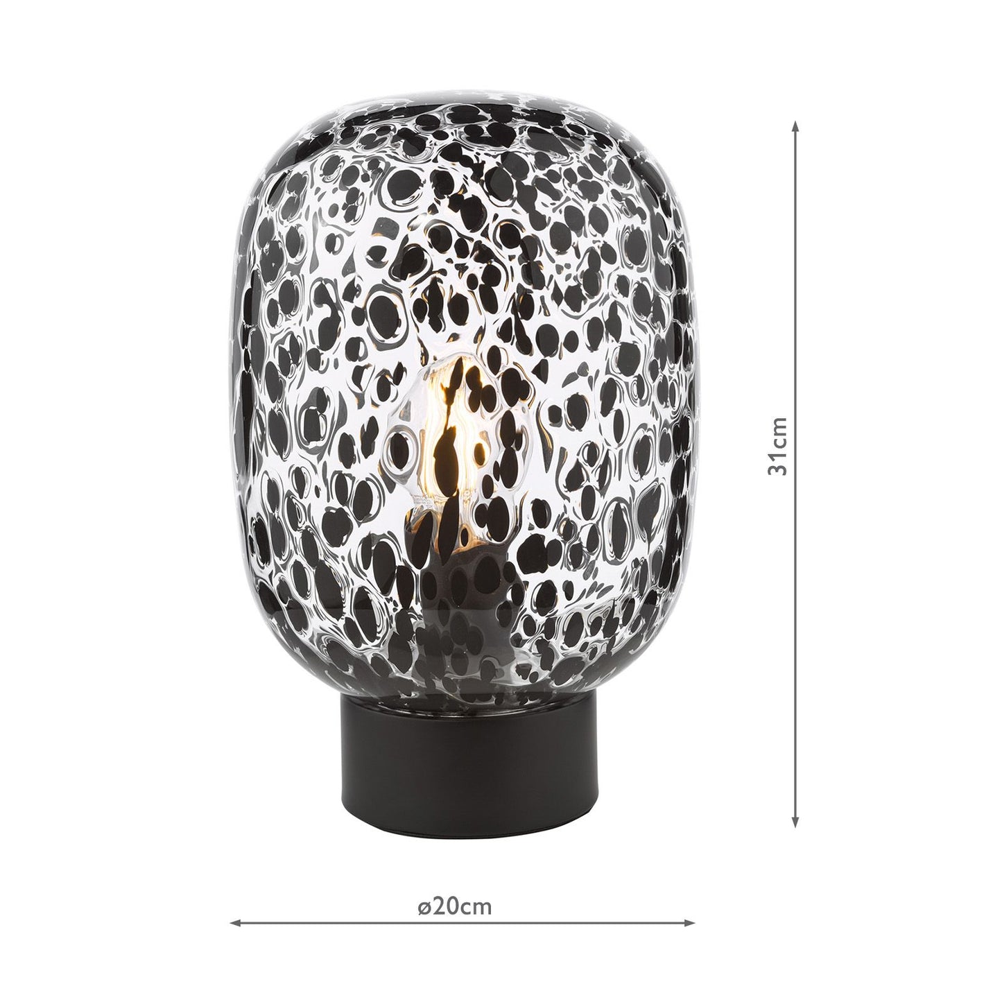 Gethin Table Lamp Black and Black Confetti Glass