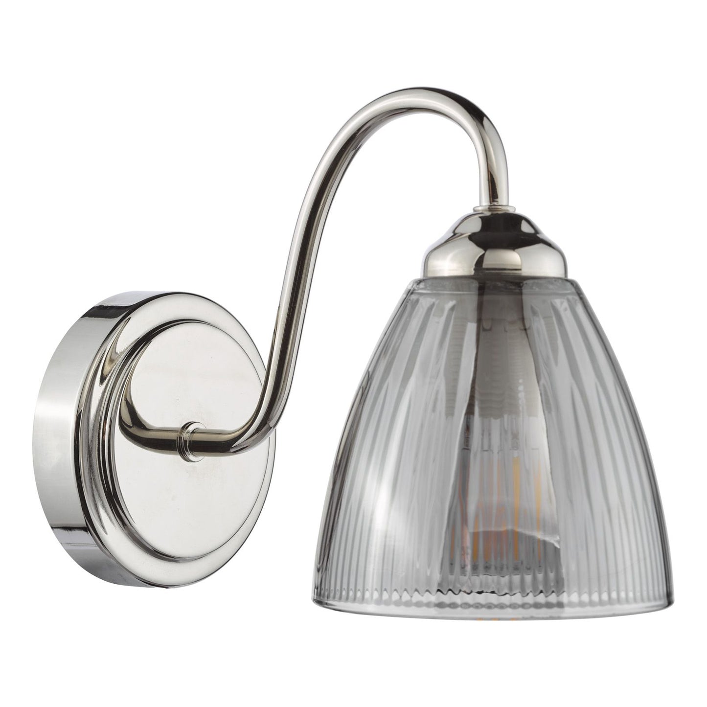 Glynis Wall Light Polished Nickel and Smoked Ribbed Glass