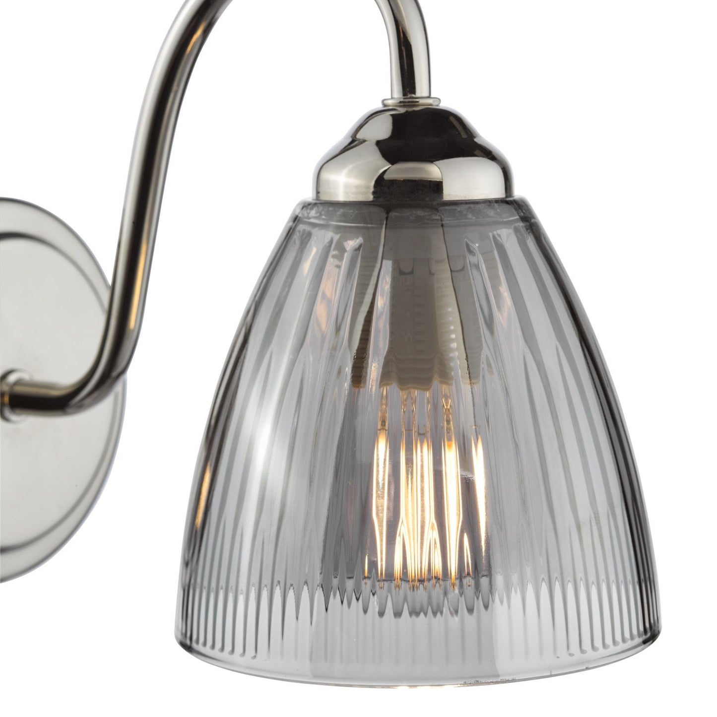 Glynis Wall Light Polished Nickel and Smoked Ribbed Glass