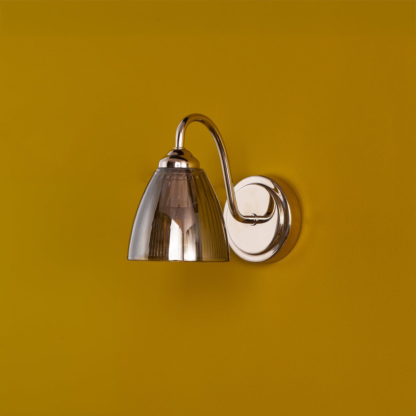 Glynis Wall Light Polished Nickel and Smoked Ribbed Glass